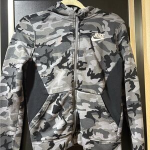 Nike Kids Camo Hoodie Jacket - Black and Gray